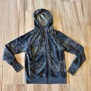 Danskin Jacket Womens Size S Gray Marble Print Full Zip Hooded Athleisure